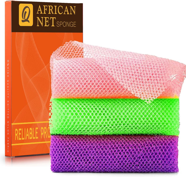 ujfqbh 3 pieces african bath sponge pink yellow purple exfoliating shower body scrubber