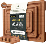 Bamboo Cutting Board Set with Non-Slip Feet and Juice Groove Chopping Boards