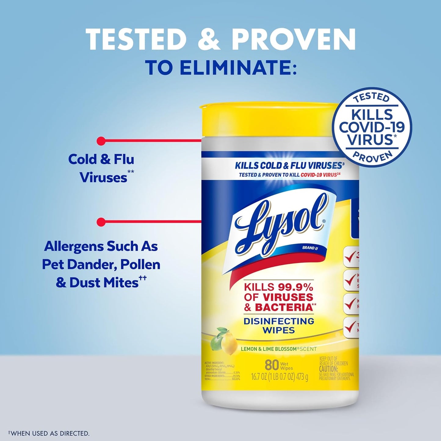 Lysol Disinfecting Wipes Multi-surface Cleaning Wipes, 80 Count, 4pk