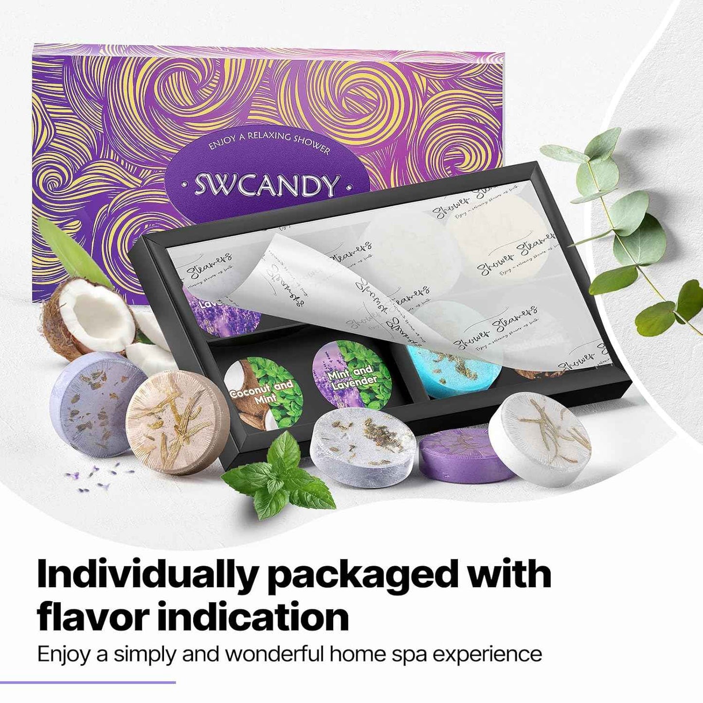 Shower Steamers Aromatherapy Birthday Gifts for Women - SWCANDY 8 Pcs Stocking Stuffers White Elephant Gifts for Adults Mom Men Teen Self Care with Natural Essential Oils Relaxation Home SPA Christmas