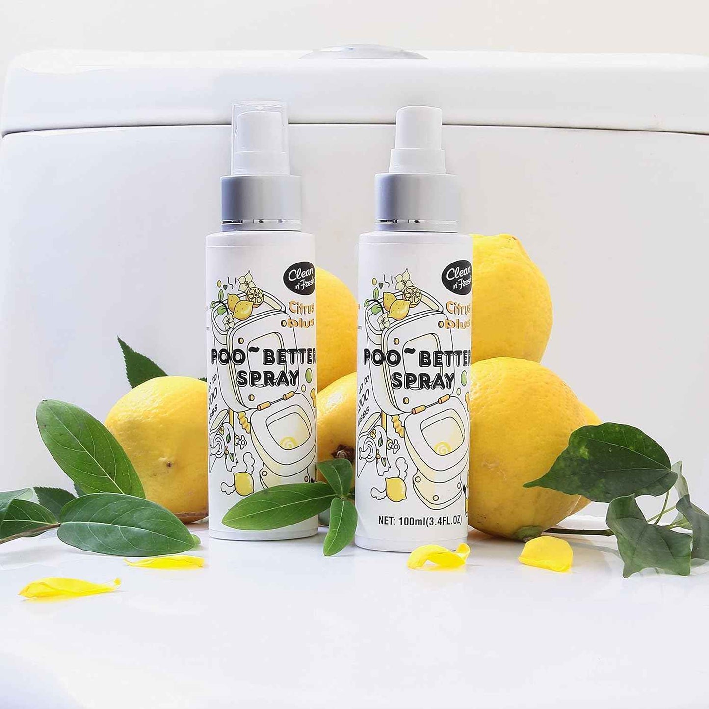 Clean-n-Fresh Toilet Spray, 6.8 Fl.oz Poo Spray | Up to 400+ Uses, 100% Natural Plant Essential Oil Citrus Scent, Bathroom Deodorizer