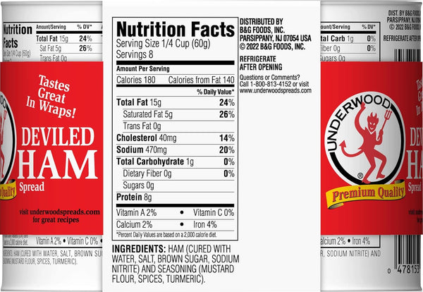 Underwood Deviled Ham Spread 4.25 Ounce 4 Pack Convenience Snacking