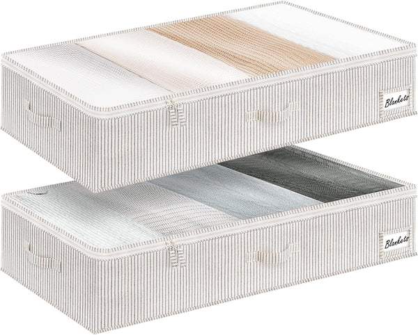 StorageWorks Large Under Bed Storage Containers with Handles and Label Holder, 2 Pack Ultra-thick Fabric Storage Bins