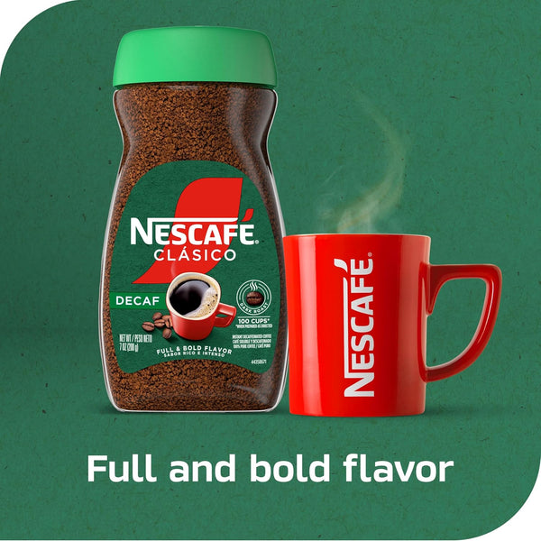 nescafe clasico decaf instant coffee 7 ounce jar dark roast smooth flavor