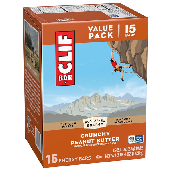 Crunchy Peanut Butter Energy Protein Bars - Made with Organic Oats, Non-GMO - 15 Pack