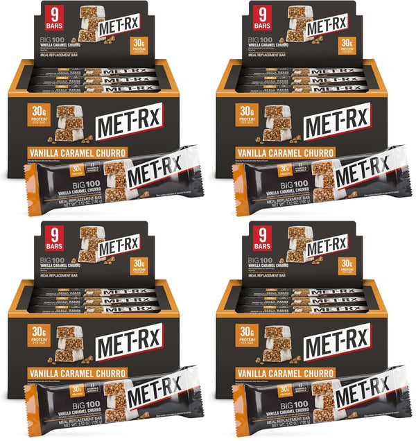 MET-Rx Big 100 Granola Protein Bar, 28 G Protein, Chocolate Chip, Pack of 9