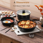 15-Piece Non-Stick Cookware Set with Detachable Handles and Oven Safety