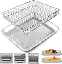 Air Fryer Basket Tray Replacement for Cuisinart TOA-60 TOA-65 TOA-70 Toaster Air Fryer Convection Oven, 12.4 * 11'' Mesh Air Fryer Steel Basket Wire Rack Accessories Parts, Dishwasher Safe