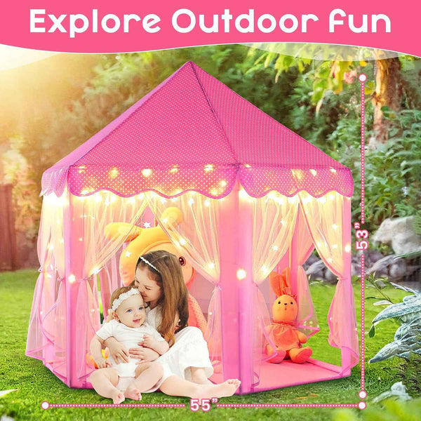 Monobeach Princess Tent Large Playhouse Kids Castle with Star Lights for Indoor and Outdoor Play, 55'' x 53''