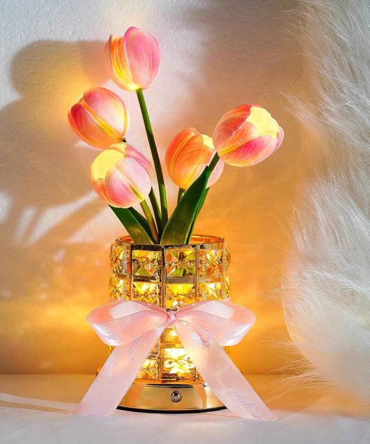 Tulips Flower Lamp or Women – Romantic Night Light with 3 Colors, Touch Control & USB Rechargeable – Birthday, Valentine's Day for Mom, Wife, Girlfriend, Bedroom Decor