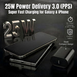 25W USB C Charger Block with 6ft and 10ft Cables for Samsung and iPhone