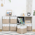 11 x 11 inch cube storage bins, 6 pack large collapsible fabric storage bin with ropes