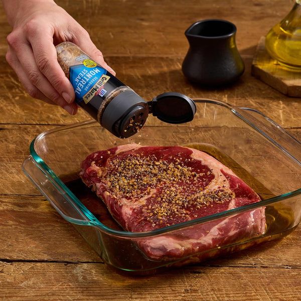 McCormick Grill Mates 25% Less Sodium Montreal Steak Seasoning, 3.18 oz, Coarsely Ground Pepper and Garlic Blend