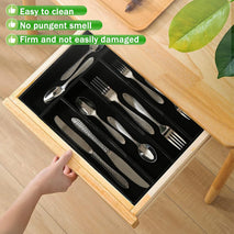 Bamboo Silverware Organizer for Kitchen Drawer Storage