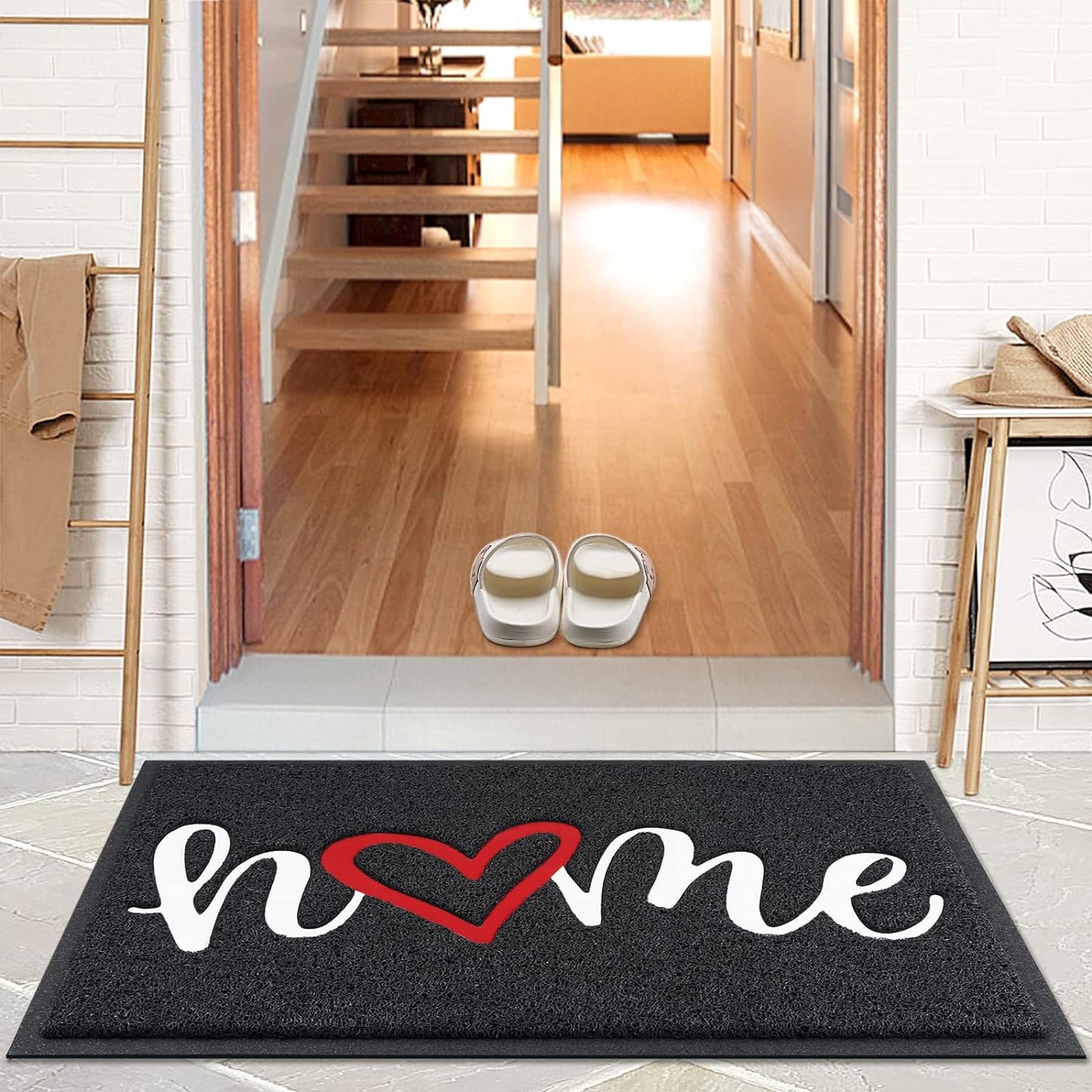 StepLively Door Mat Home Welcome Mats Outdoor and Indoor, Heavy-Duty Low-Profile Non-Slip Front Welcome Mat for Home Entrance, Outside Entry, Yard, Floor, Patio (30''x17.5'', Black)