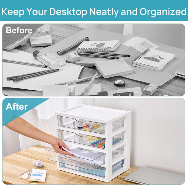 4-Tier Clear Desk Organizer for Office Supplies and Storage