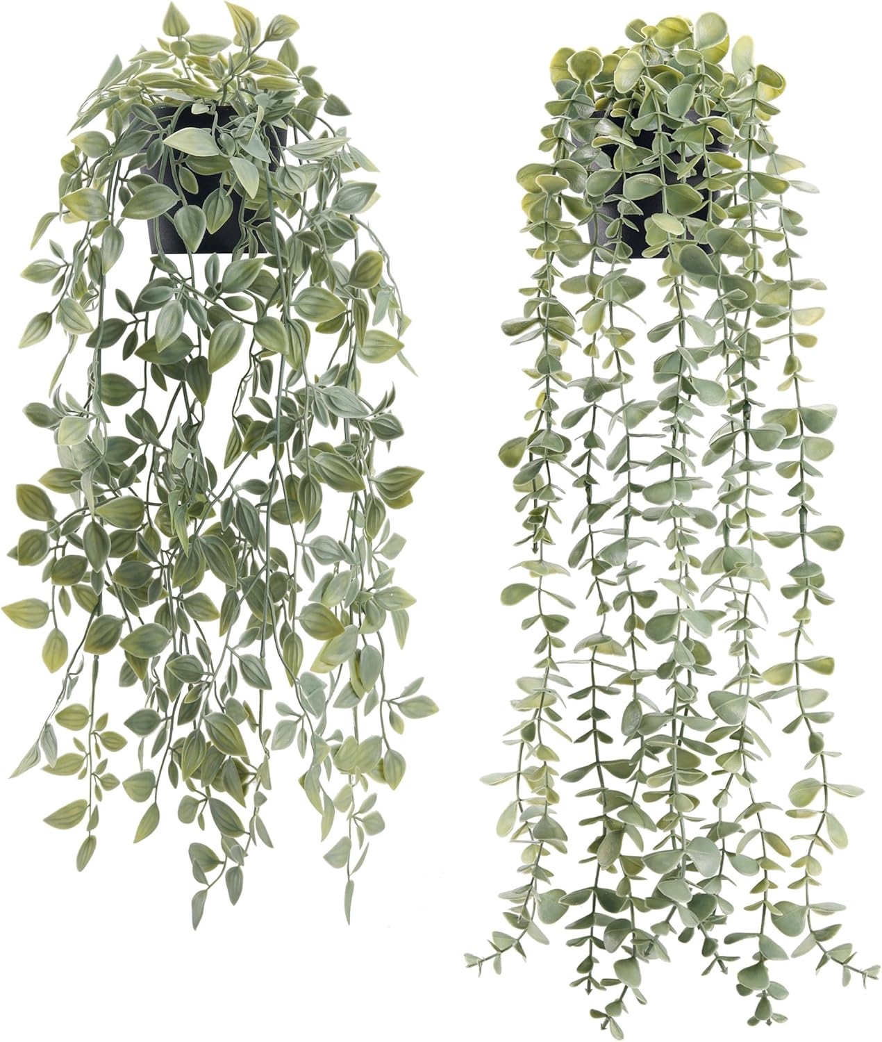 Der Rose 1Pcs Fake Plants Hanging Artificial Potted Faux Eucalyptus Plants for Vintage Boho Farmhouse Bathroom Office Desk Wall Book Shelf Room Accessories Decor Indoor - Rayz Mart