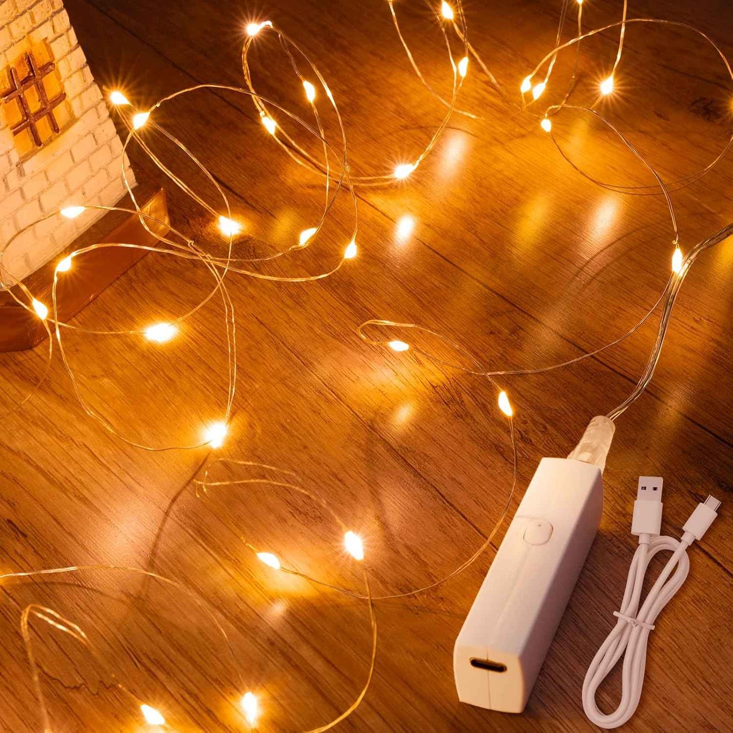 Lakumu LED Fairy Lights Battery Operated, Rechargeable Twinkle Lights with Timer, Mini LED String Lights for Bedroom, Christmas Decorations, Wedding, Centerpiece Table Decor (5M/16FT Warm White)