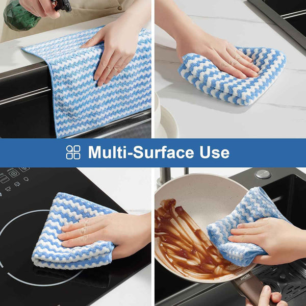 JOYMOOP 18 Pack Microfiber Cleaning Cloth, Kitchen Towels for Dish Drying Washing, Absorbent Streak Free Lint Free Rags for Cleaning, Reusable and Washable Towels - 10" x 10"
