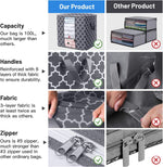 Storage bags for comforters and bedding with large capacity and sturdy zippers