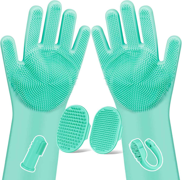 6PCS Pet Grooming Kit for Dogs,Cats and Horses | Dog Washing Gloves | Dog Bath Brush | Dog Bath Gloves | Dog Shampoo Brush | Pet Grooming Gloves | Dog Bath Supplies (Navy Blue)