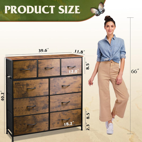WLIVE 9-Drawer Fabric Storage Tower for Bedroom and Entryway