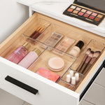 10-piece makeup drawer organizer set with clear plastic trays