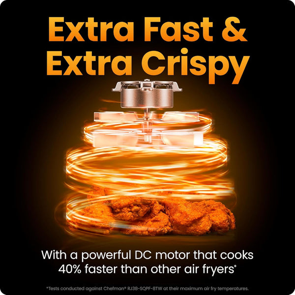Chefman Air Fryer 9 Qt | TurboFry 7-in-1 High-Powered 450°F Cooking for Crispier and Even Results | XL Basket with Viewing Window | Air Fry, Bake, Broil, Reheat, Dehydrate, Defrost, Keep Warm