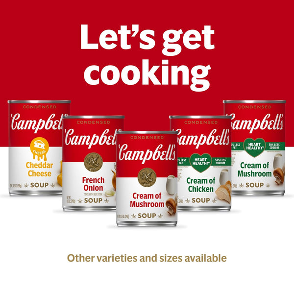 Campbell's 10.5 oz Cream of Mushroom Soup, 12-Pack Canned Condensed Soup for Holiday Recipes