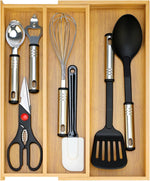 Bamboo Silverware Drawer Organizer Tray for Kitchen Utensils and Tools