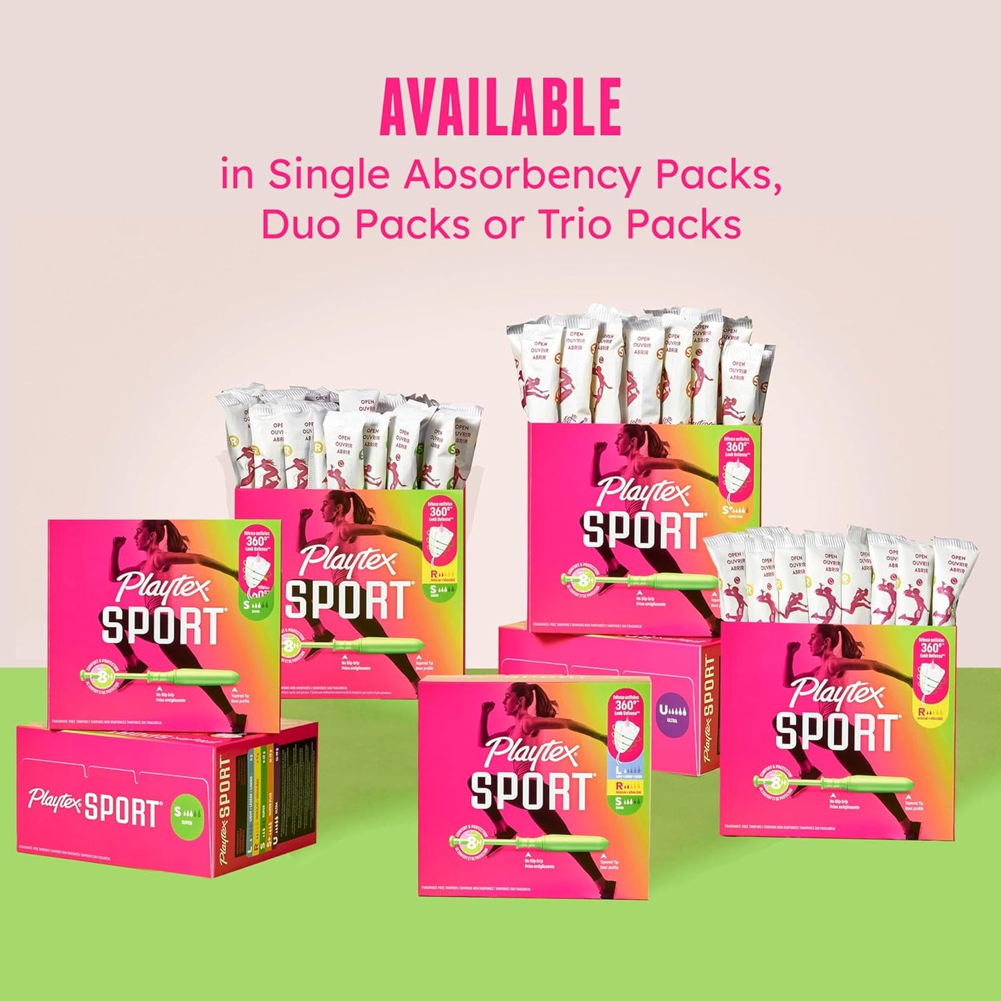 Playtex Sport Tampons Multipack (24ct Regular/24ct Super), Fragrance-Free - 48ct | Tampons Regular and Super, Playtex Tampon Multipack, Feminine Care with 360 Leak Defense