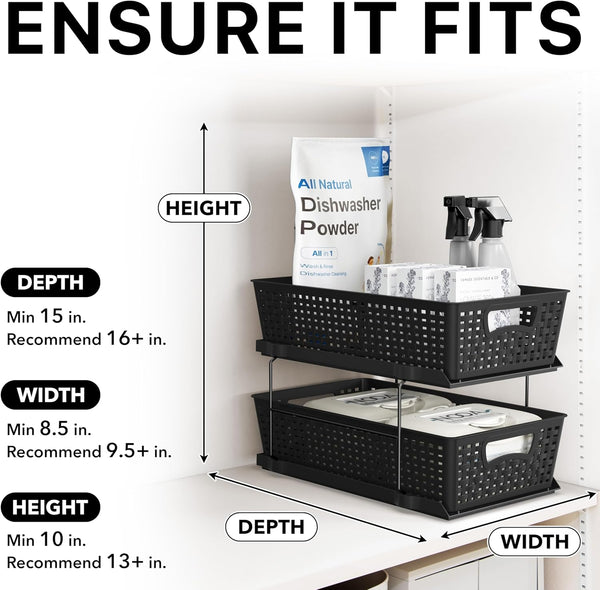 2 Tier Bathroom Organizer Tray with Sliding Drawer and Under Sink Storage