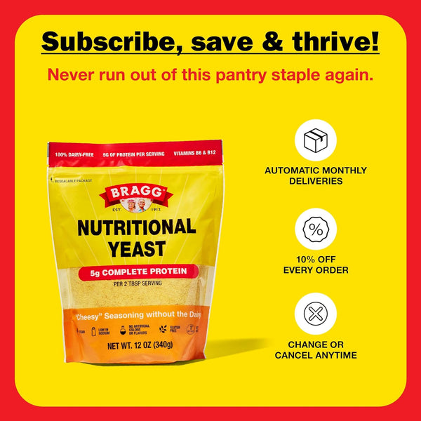 Bragg Premium Nutritional Yeast Seasoning - Vegan, Gluten-Free Parmesan Substitute