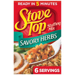Stove Top Savory Herbs Stuffing Mix, 6 Ounce Box, Instant Side Dish for Chicken and Holiday Meals, Ready in 5 Minutes