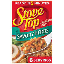 Stove Top Savory Herbs Stuffing Mix, 6 Ounce Box, Instant Side Dish for Chicken and Holiday Meals, Ready in 5 Minutes