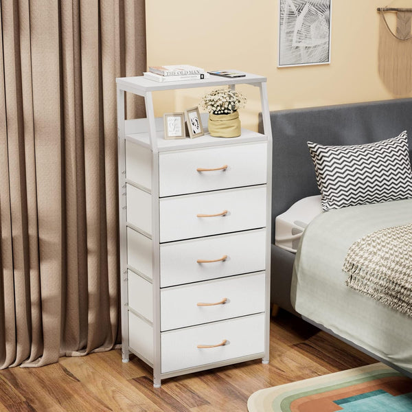 White dresser with 5 drawers for bedroom, hallway, entryway, nursery, closet organizer