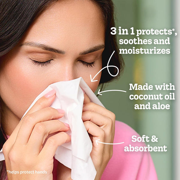 Kleenex Lotion Facial Tissues with Coconut Oil, 3 Flat Boxes, 120 Tissues Per Box, 3-Ply