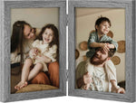 decorUhome Double 4x6 Picture Frame Vertical, Engineered Wood Bifold Photo Frame with Plexiglass for Tabletop Display, 4x6, Black