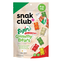Snak Club Tajin Gummy Bears Assorted Fruit Candy Gummies 9 oz Resealable Bag