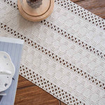 Alynsehom Macrame Table Runner Cream Beige Boho Table Runners with Tassels Hand Woven Cotton Table Runner Rustic Farmhouse Table Runners for Bohemian Kitchen Dining Table(12x71in)