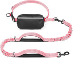 iYoShop hands-free dog leash with zipper pouch and dual padded handles for medium and large dogs (large, 25-120 lbs, black)