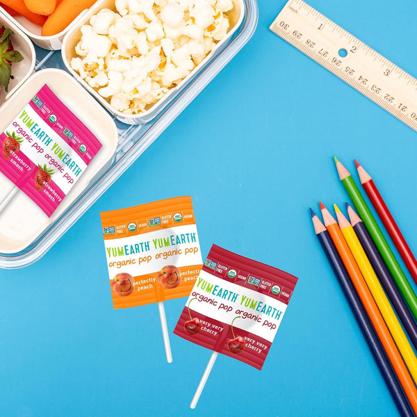 YumEarth Organic Pops Variety Pack, 60 Fruit Flavored Favorites Lollipops, Allergy Friendly, Gluten Free, Non-GMO, Vegan, No Artificial Dyes