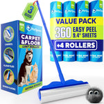 PetLovers Extra Sticky Lint Roller Mega Value Set 450 Sheets for Pet Hair Removal and Clothes, Dog and Cat Lint Remover 5 Pack