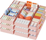 DIMJ Drawer Organizer Clothes, 12 Pack Dresser Organizer, Foldable Closet Organizers and Storage, Fabric Dresser Bins, Drawer Dividers for Nursery, Baby Clothes, Underwears, Sock (Beige)