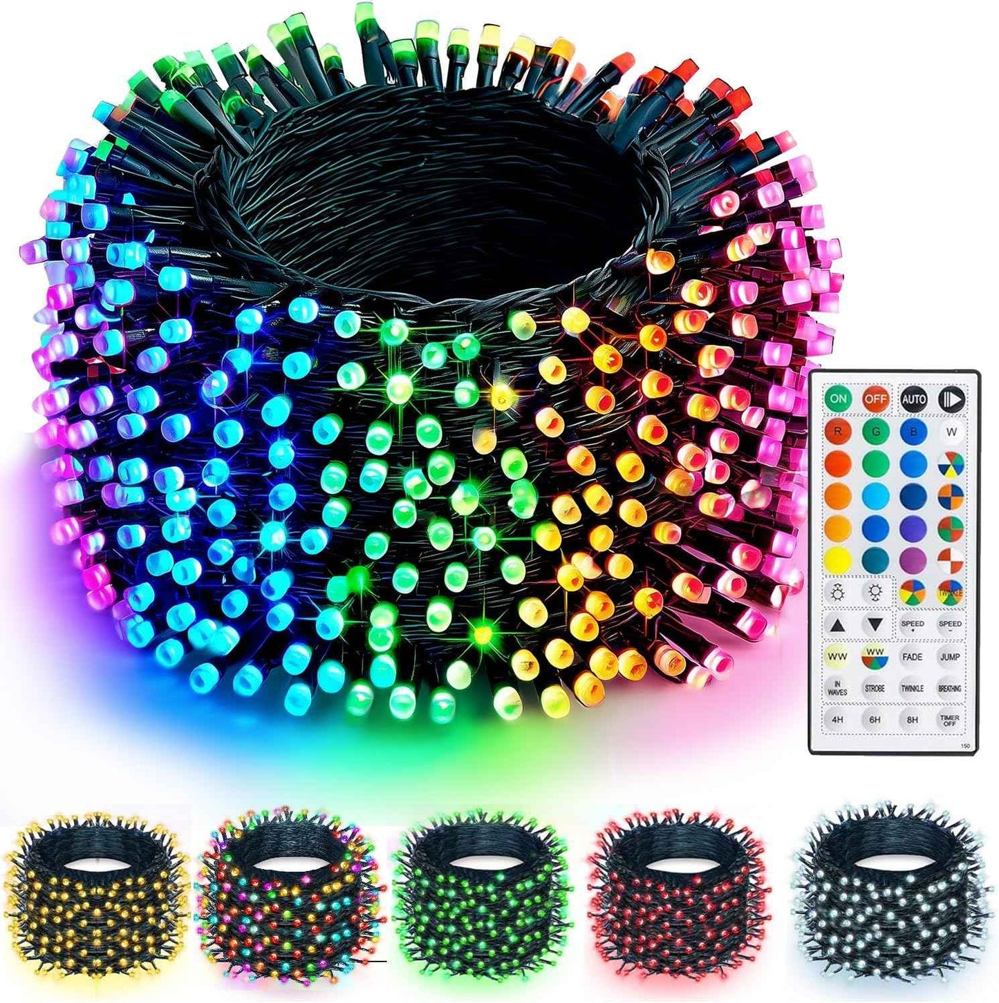 TW SHINE 200 LED Christmas Lights, 66FT Multi-Colored Outdoor Plug-In String Lights with 8 Modes, Waterproof Holiday Décor for Yard, House & Parties