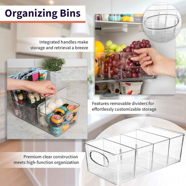 ClearSpace Plastic Pantry Organization and Storage Bins with Removable Dividers (2 Pack)