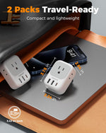 2 Pack European Travel Plug Adapter, TESSAN Europe Power Converter 4 Outlets 3 USB(1 USB C PD 20W), Type C International Adaptor to Italy Spain France Portugal Iceland Germany, EU Travel Essentials