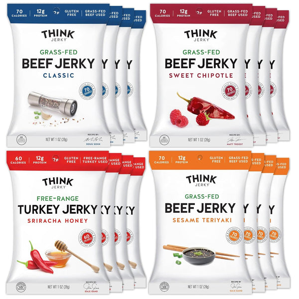 Beef and Turkey Jerky Variety Pack, 8 Pack, 1.0 oz Bags, 2 of Each
