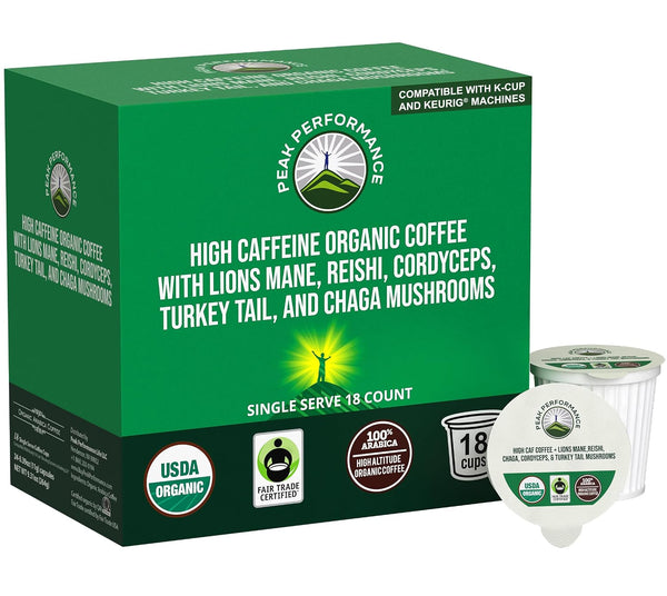 Organic Mushroom Coffee Pods with Lion's Mane, Reishi, Cordyceps, Turkey Tail, and Chaga Mushrooms