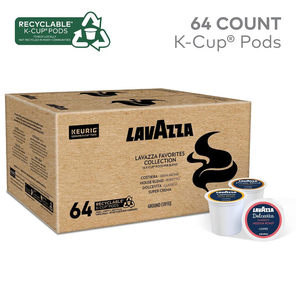 Lavazza Favorites Collection Variety Pack, 64-Count Box, Single Serve Keurig K-Cup Pods